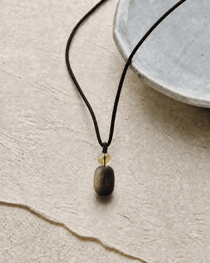 Earth Element Agarwood Pendant | Citrine & Custom Engraving | TRIYUN - TRIYUN