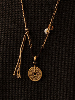 Handmade Zen Brass Coin Necklace & Multi - wrap Bracelet | "Fu Lu" Chinese Amulet Jewelry for Men & Women - TRIYUN
