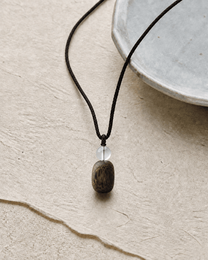 Metal Element Agarwood Pendant | Clear Quartz & Custom Engraving | TRIYUN - TRIYUN