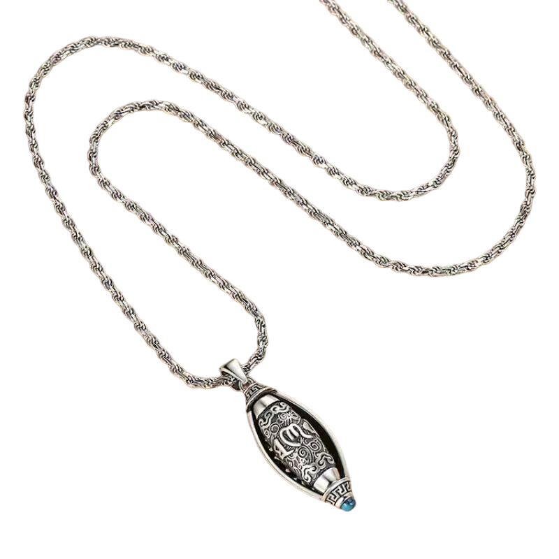 Sterling Silver Mantra Spinner Necklace