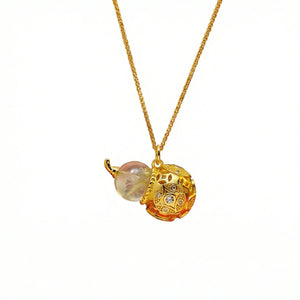 Celestial Harmony Series - Earth (Lemon Citrine Gourd) | Prosperity & Luck Golden Cicada Energy Pendant Necklace - TRIYUN