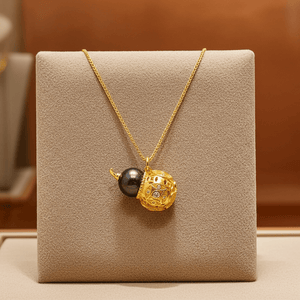 Celestial Harmony Series - Water (Black Agate Gourd) | Prosperity & Luck Golden Cicada Energy Pendant Necklace - TRIYUN