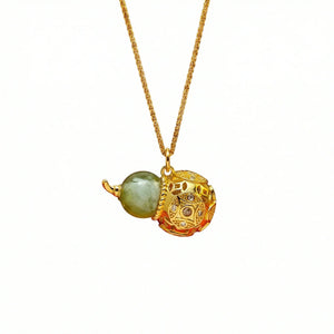 Celestial Harmony Series - Wood (Shanyou Jade Gourd) | Prosperity & Luck Golden Cicada Energy Pendant Necklace - TRIYUN