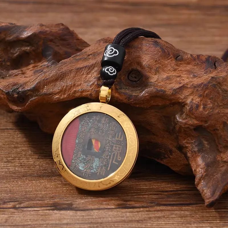 TRIYUN Five Elements Protection Pendant - 【Earth】Four Mythical Beasts & Mountain Ghost Coin Taoist Talisman Necklace - TRIYUN