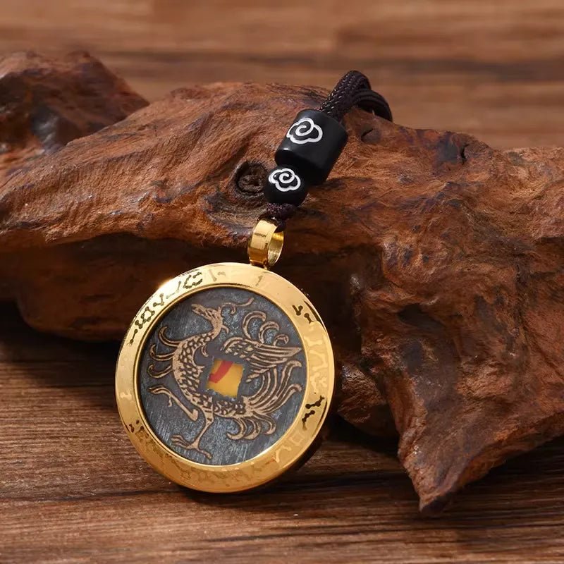 TRIYUN Five Elements Protection Pendant - 【Fire】Four Mythical Beasts & Mountain Ghost Coin Taoist Talisman Necklace - TRIYUN