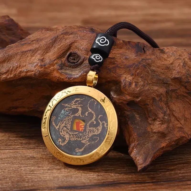TRIYUN Five Elements Protection Pendant - 【Wood】Four Mythical Beasts & Mountain Ghost Coin Taoist Talisman Necklace - TRIYUN