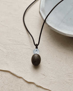 Water Element Agarwood Pendant | Aquamarine & Custom Engraving | TRIYUN - TRIYUN