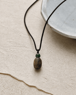 Wood Element Agarwood Pendant | Green Jade & Custom Engraving | TRIYUN - TRIYUN
