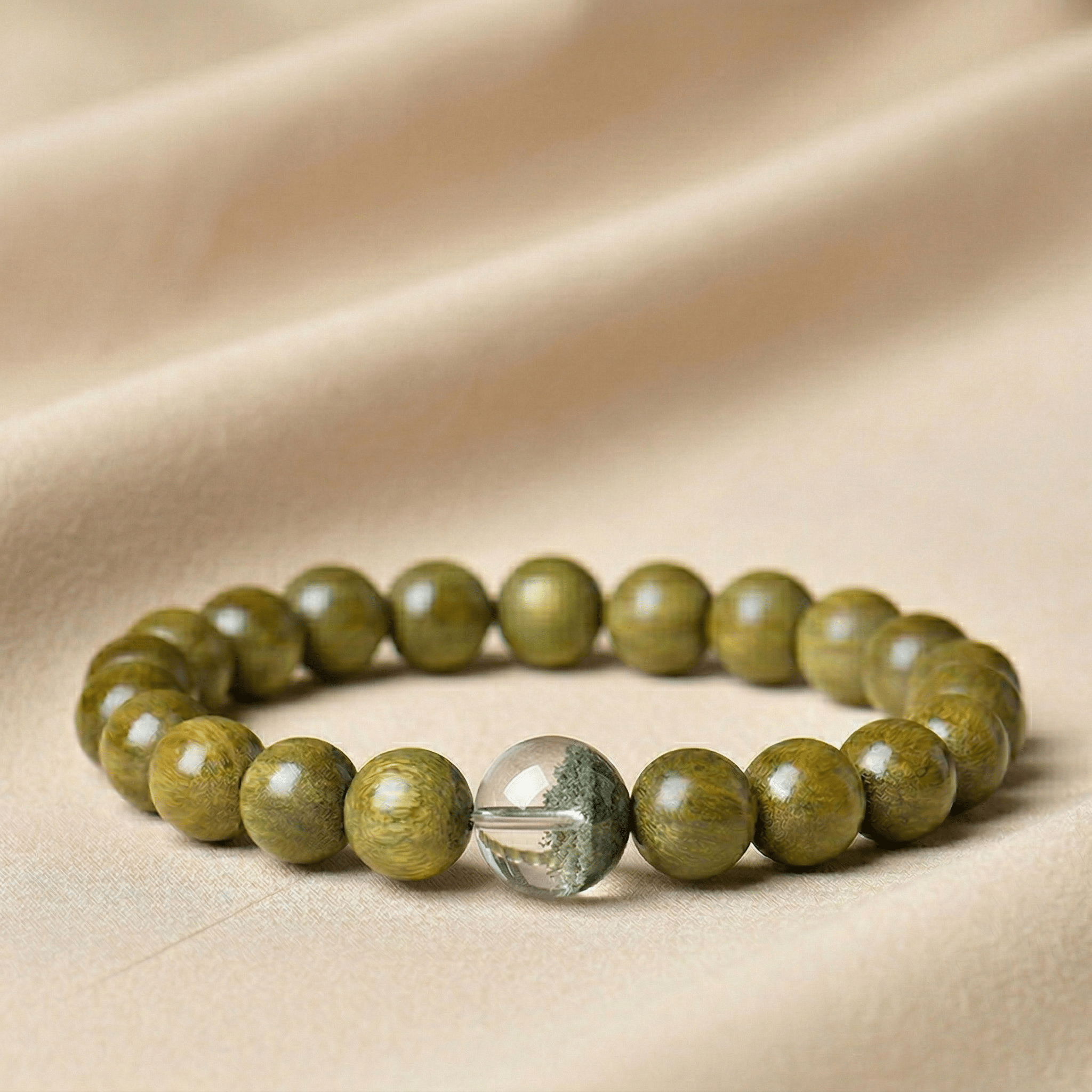Wood Element Green Phantom & Green Sandalwood Bracelet | Triyun - TRIYUN